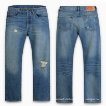 Großhandelsmänner strecken lange blaue Denim-Jeans